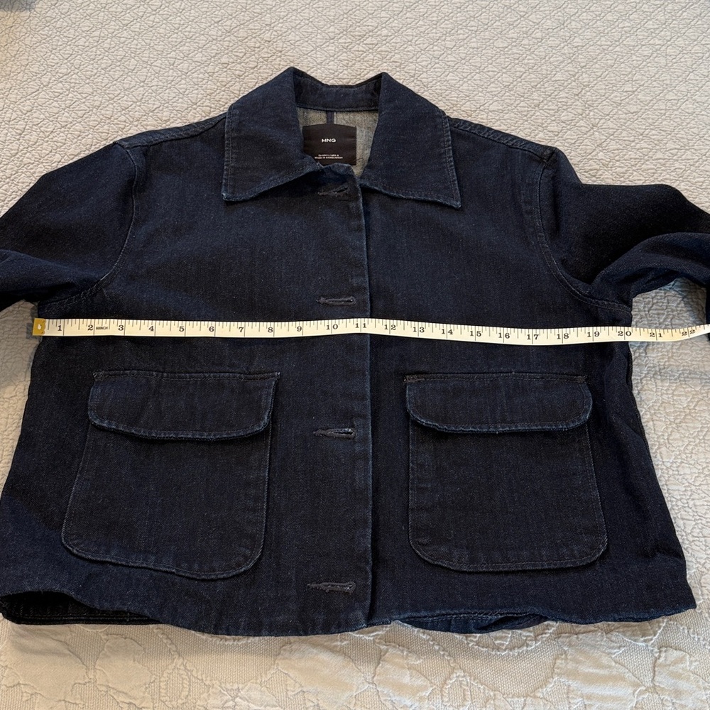 Mango Dark Navy Button-Front Denim Jacket - Picture 5 of 7